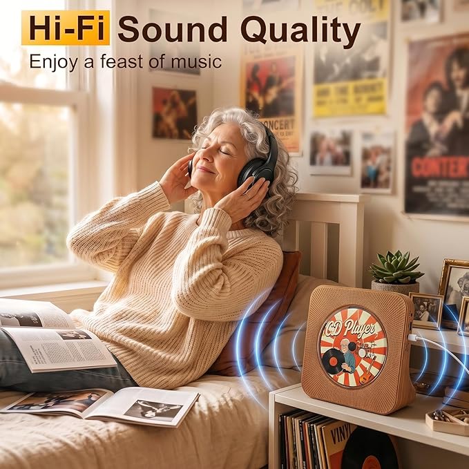 Gueray CD Player Portable Bluetooth Desktop CD Player - Image 6