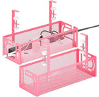 Under Desk Cable Management Tray, 15.7'' No Drill Steel Desk Cable Organizers by BESTFORYOU