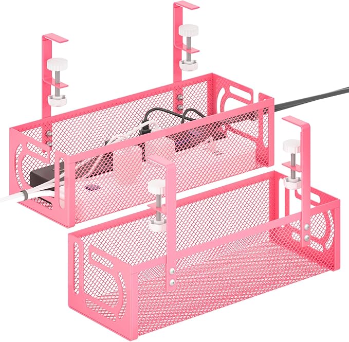 Under Desk Cable Management Tray, 15.7'' No Drill Steel Desk Cable Organizers by BESTFORYOU
