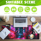 Desk Mat, Japanese Anime Neon Street Desk Pad, Anime City Large Gaming Mouse Pad - Image 3