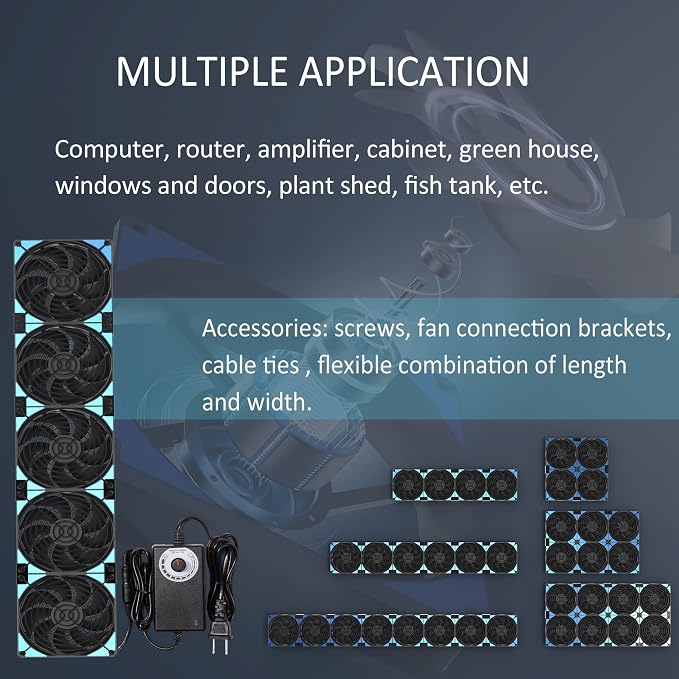 120mmx5 600mm Adjustable Computer PC Vent Fans 3V-12V Speed Controller - Image 6
