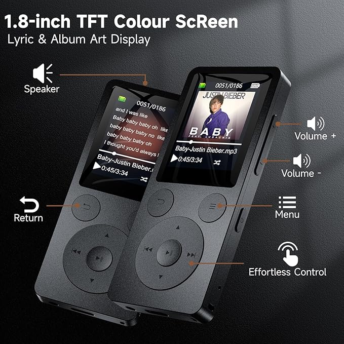 64GB MP3 Player with Bluetooth 5.3 Auto Reconnect, MP3 Music Player with Speaker - Image 2