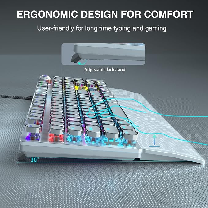 AULA F2088 Typewriter Style Mechanical Gaming Keyboard, Rainbow LED Backlit - Image 7