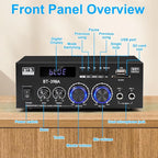 Romica Stereo Audio Amplifier, 2 Channel 450W x2 Bluetooth 5.0 Home Theater - Image 2