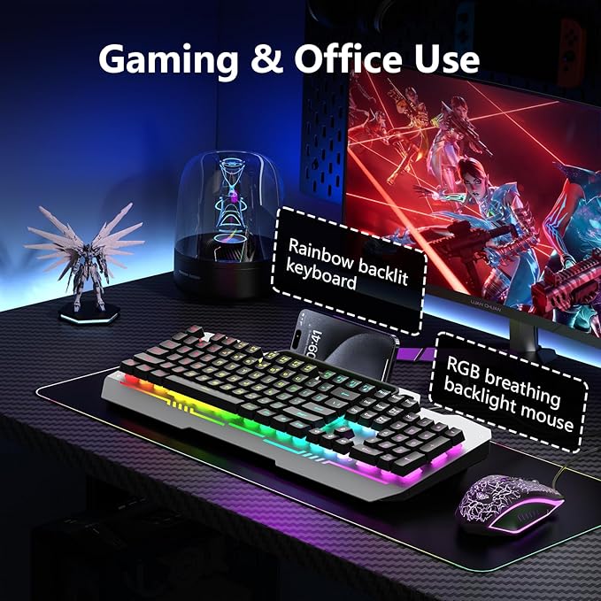 AULA Keyboard, T102 104 Keys Gaming Keyboard and Mouse Combo - Image 8
