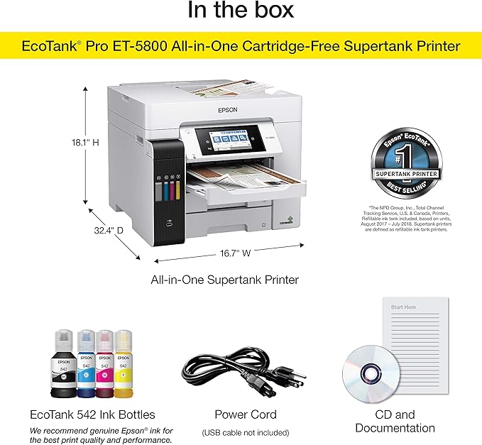 Epson EcoTank Pro ET-5800 Wireless Color All-in-One Supertank Printer - Image 6