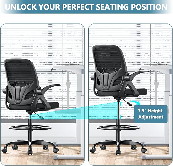Tall Drafting Chair with Footrest Ring - Image 5