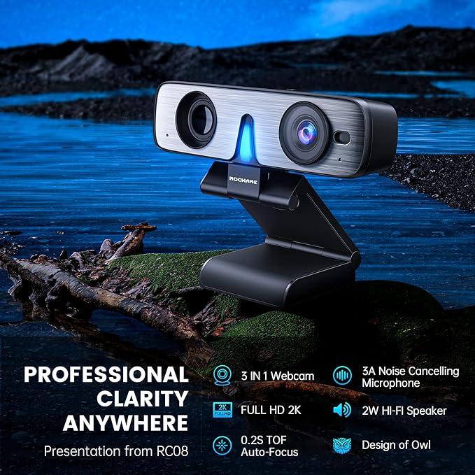 RC08 2K Webcam with Speaker, Webcam - Image 8