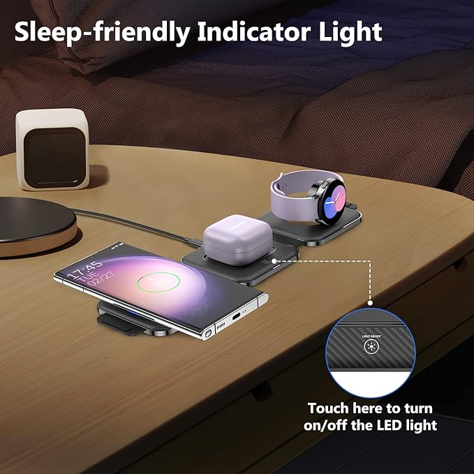 Travel Charger for Samsung Multi Devices, Foldable 3 in 1 Wireless Charging - Image 6