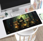 Forest Cats Desk Mat Anime Cat Desk Pad Cute, Kawaii Green Mouse Pad XXL - Image 5