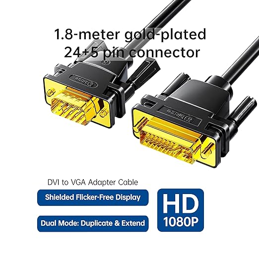 DVI to VGA Cable 6ft/1.8m - Image 5