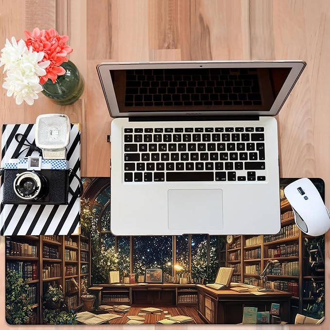 an Old Library Gaming Mouse Pad 3mm Thick Stitched Edge Waterproof Non-Slip - Image 6