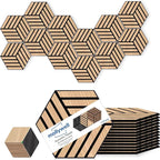 Mollywell Hexagon Acoustic Panels, Natural Oak TH4, 12 Pack |Wood Veneer|High by Mollywell
