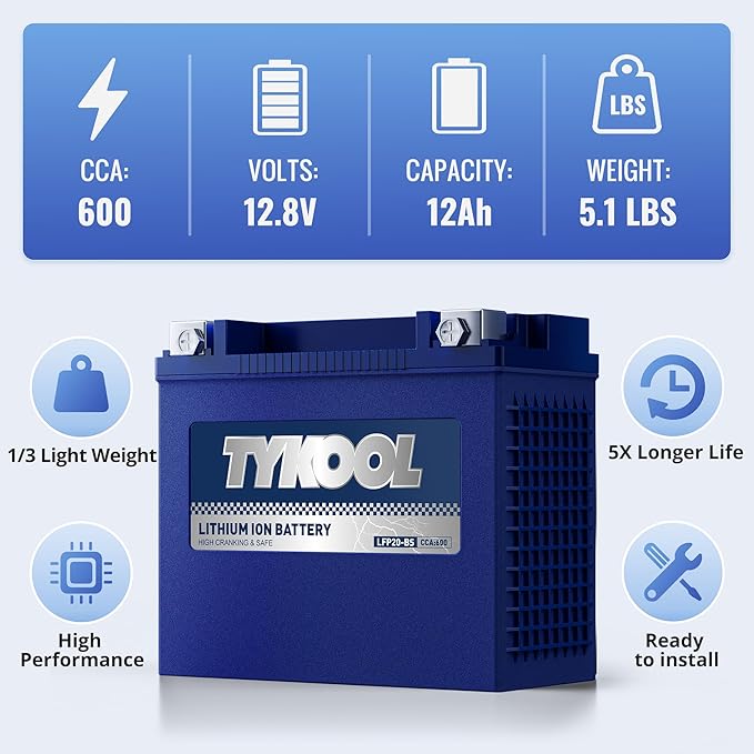 YTX20-BS/YTX20H-BS/GYZ20H Lithium LiFePO4 Motorcycle Battery, Built in BMS - Image 5
