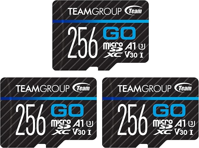 TEAMGROUP GO Card 256GB x 3 PACK Micro SDXC UHS-I U3 V30 4K by TEAMGROUP
