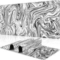 Black and White Marble Desk Mat, Large Abstract Marble Texture Gaming Keyboard by NIYLYNSYN