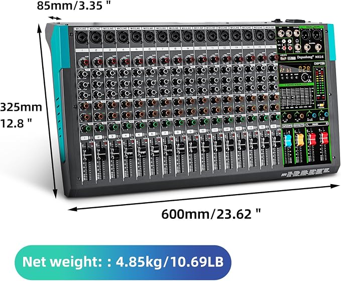 Depusheng MX16 16 Channel Sound Mixer Audio Mixing Console 48V 256DSP - Image 8