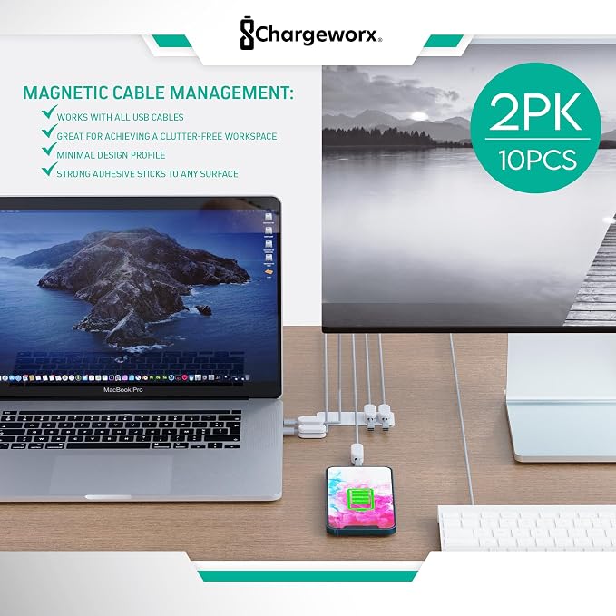 Magnetic Cable Clips – Chargeworx Cord Organizer - Image 2