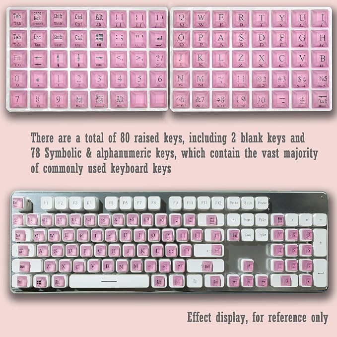 80 Pcs Keyboard Sticker for Long Nails Typing and Gaming, Symbolic and - Image 3