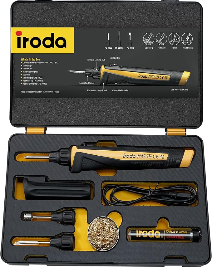 Iroda SolderPro 25LK Battery Soldering Iron Kit, Pro Grade 30W Type C USB by iroda