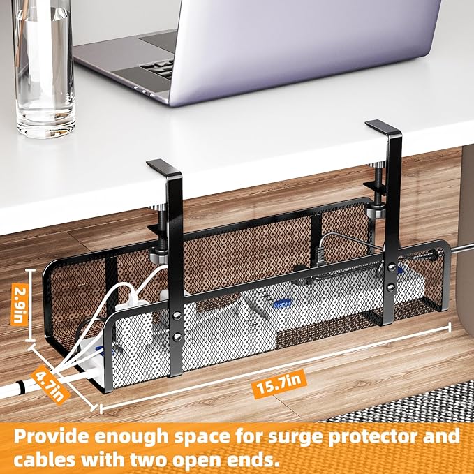 Under Desk Cable Management Tray, Wire Management Desk Cable Organizer Cable - Image 7