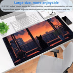 Lofi Aesthetic Desk Mat Cat Mouse pad Cute Orange Anime Mouse Pad Extra XL - Image 2