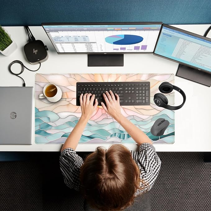 Desk Mat Gaming Desk Pad Large Mouse and Keyboard Pad, Abstract Serene Ocean - Image 7