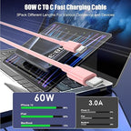 3-Pack Pink 60W USB C to USB C Cable, Type C Fast Charging Cable - Image 2