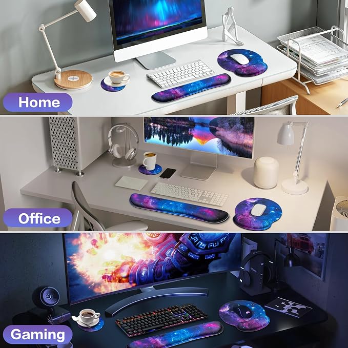 Mouse Pad with Wrist Rest Set, 3-in-1 Wrist Support Mousepad Set, Gaming Mat - Image 7