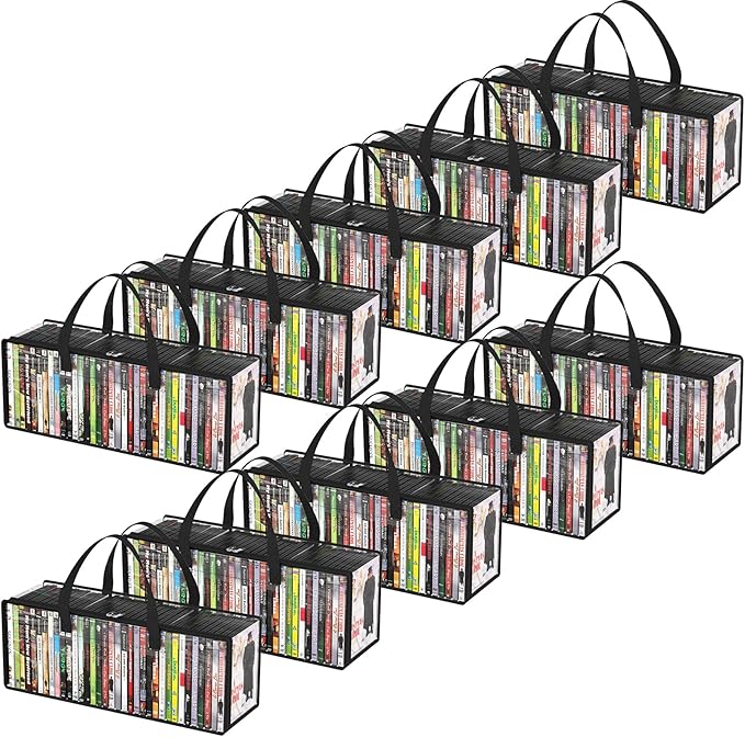 Lifewit DVD Storage Bags 10 Pack, Front Window Zipper Design, Stackable Media by Lifewit