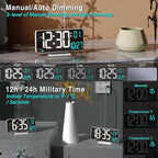KOSUMOSU Digital LED Clocks for Bedrooms 6.7in White Alarm Clock, Day of Week - Image 2