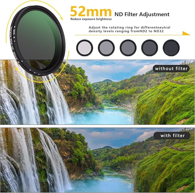 52MM Clip-on Variable ND2-32 Phone Lens Filter Kit, Ultra Slim Multi-Coated - Image 4