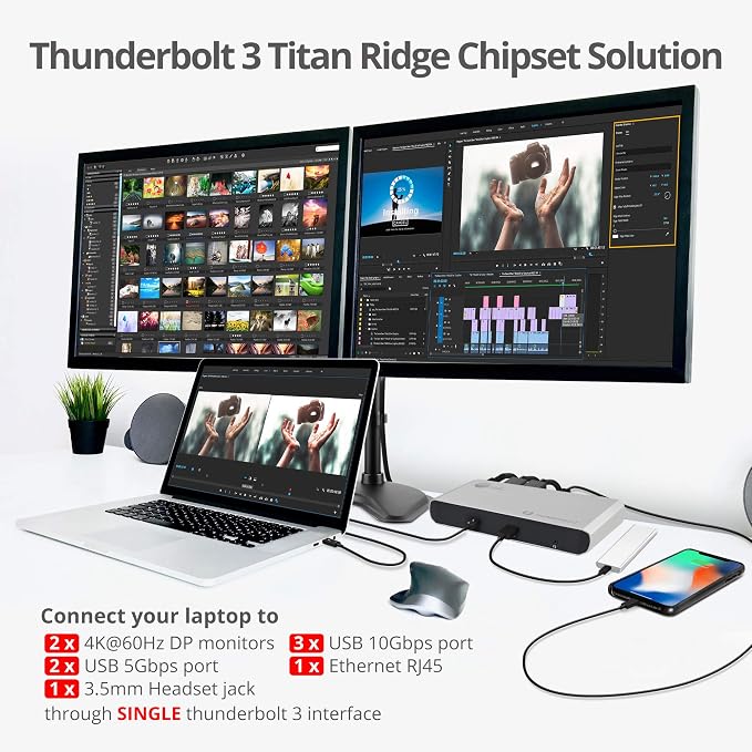 SIIG Thunderbolt 3 or USB C Dual 4K Display Docking Station - Image 4