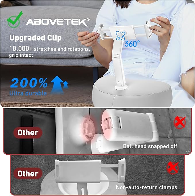 AboveTEK Tablet Pillow Stand for Bed, Hands-Free 360° Adjustable iPad Pillow - Image 7