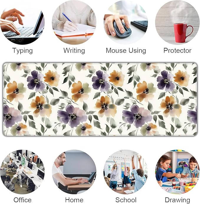 Watercolor Floral Large Mouse Pad, Gaming Keyboard Desk Pad, Extended Mouse Mat - Image 7