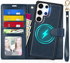 TUCCH Case for Galaxy S25 Ultra, 2 in1 Magnetic PU Leather Wallet by TUCCH