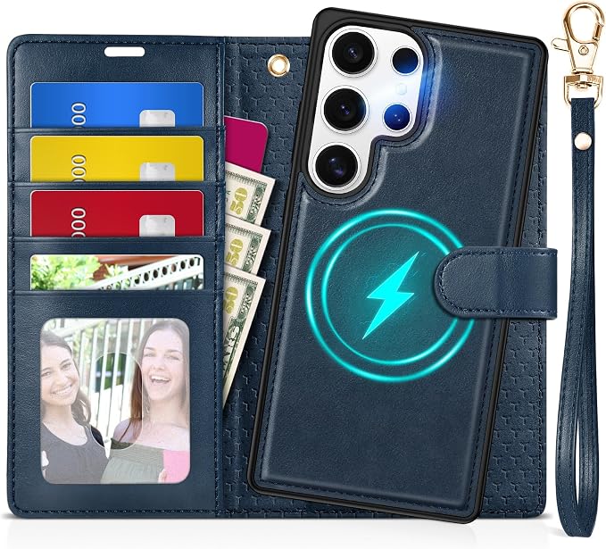 TUCCH Case for Galaxy S25 Ultra, 2 in1 Magnetic PU Leather Wallet by TUCCH