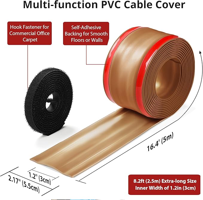 ZhiYo 8.2ft Cord Cover Floor, PVC Cord Covers - Image 2