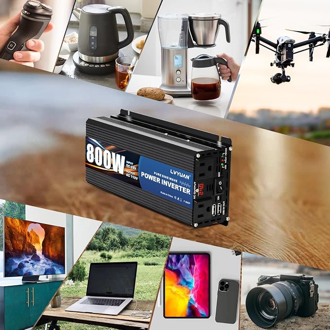 LVYUAN 800 Watt Pure Sine Wave Power Inverter 24V to 110V/120V DC to AC - Image 5