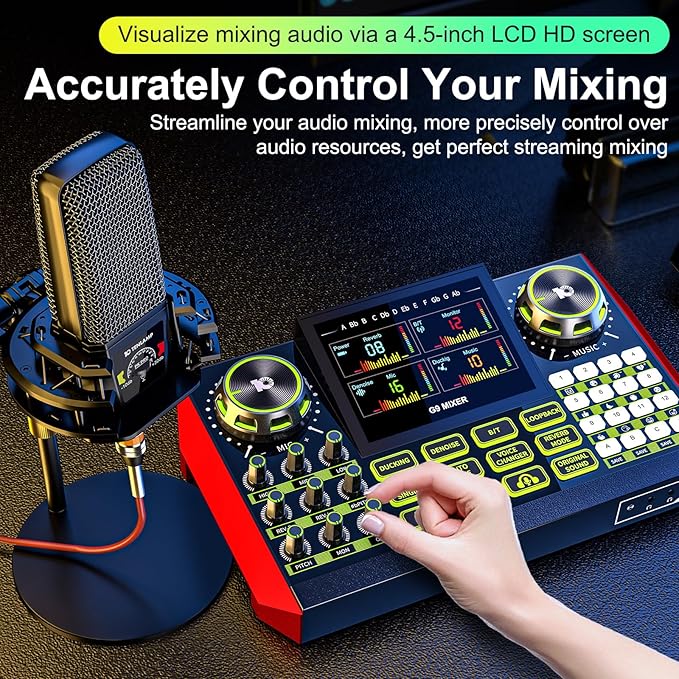 Podcast equipment bundle with live sound card audio mixer, podcast equipment - Image 5