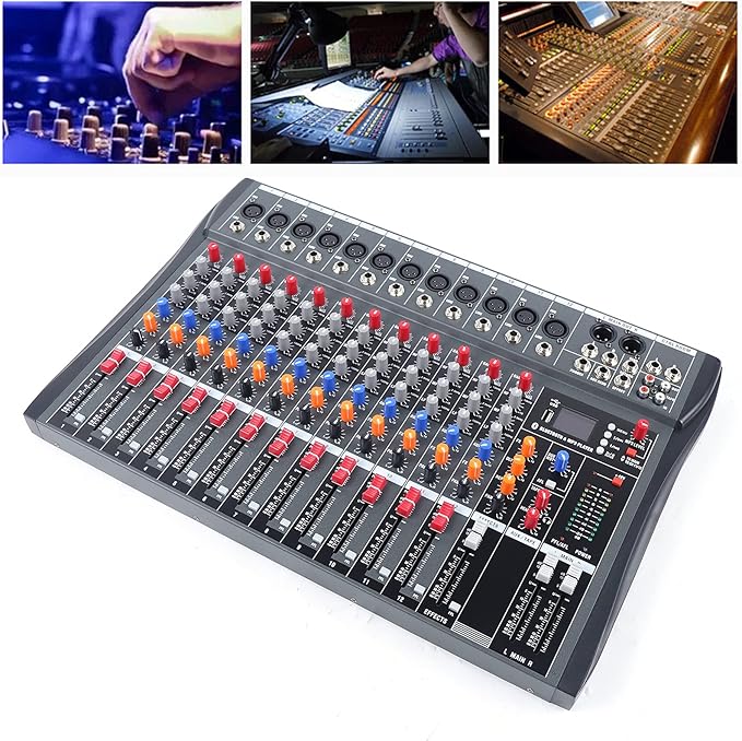 Pro 12 Channels Live Audio Mixer Bluetooth USB DJ Sound Mixing Console - Image 3