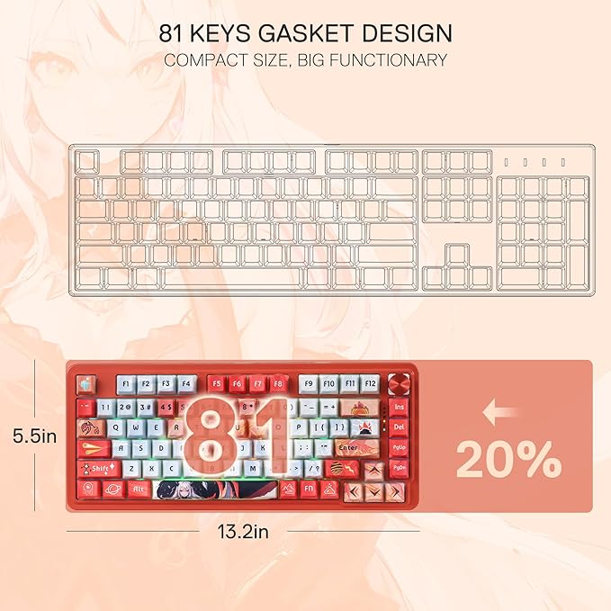 Redragon K673 PRO SE 75% 81 Keys Wireless Gasket RGB Gaming Keyboard, 3-Mode - Image 8