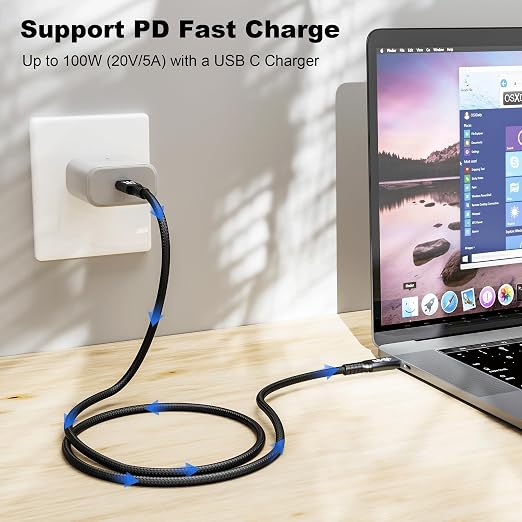 10FT USB-C 3.1 Gen 2 Cable 10Gbps Data Transfer, 60Hz Video Output, 4K Display - Image 4