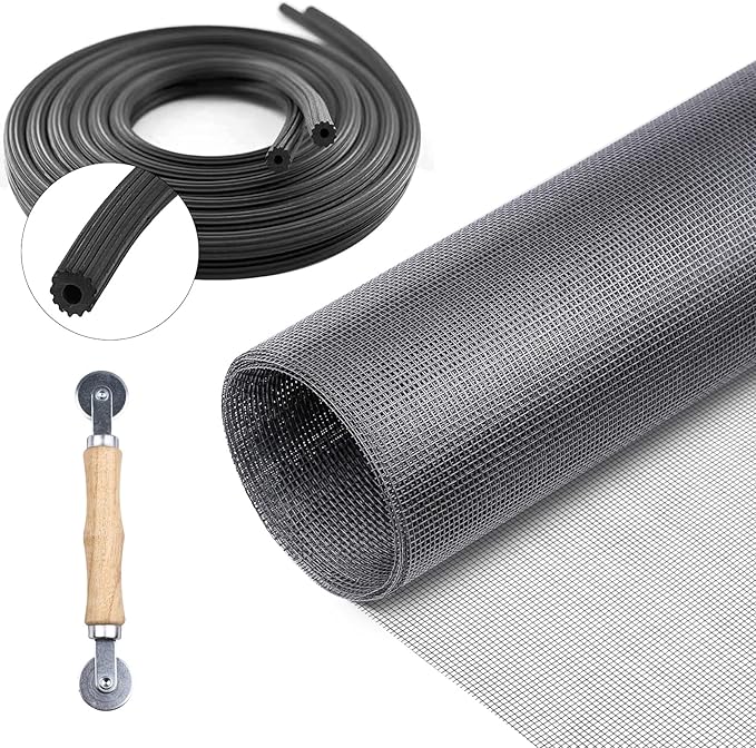 Screen Repair Kit for Windows and Doors 48” x 100" Adjustable Fiberglass Screens by Pazaka