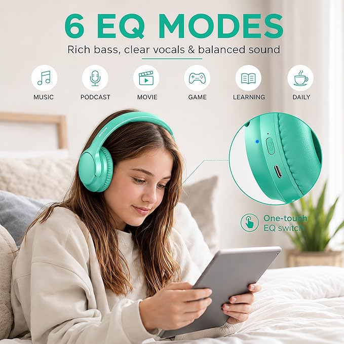 MIDOLA Bluetooth Headphones Over Ear 68H Playtime 6 EQ Wireless Headset - Image 4