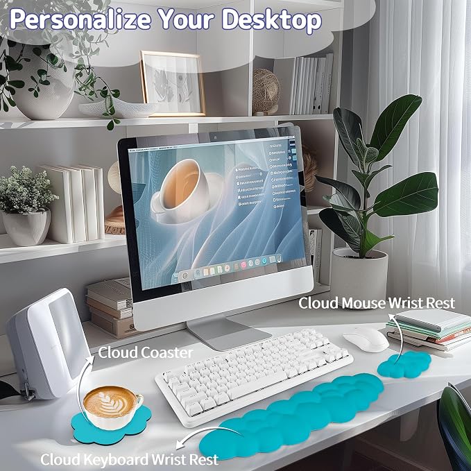 Cloud Wrist Rest Keyboard, Cloud Keyboard Wrist Pad Set - Image 2