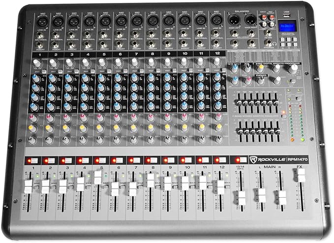 Rockville RPM1470 6000W Peak 14-Channel Powered Mixer, 750W RMS x 2 at 4 Ohm - Image 3