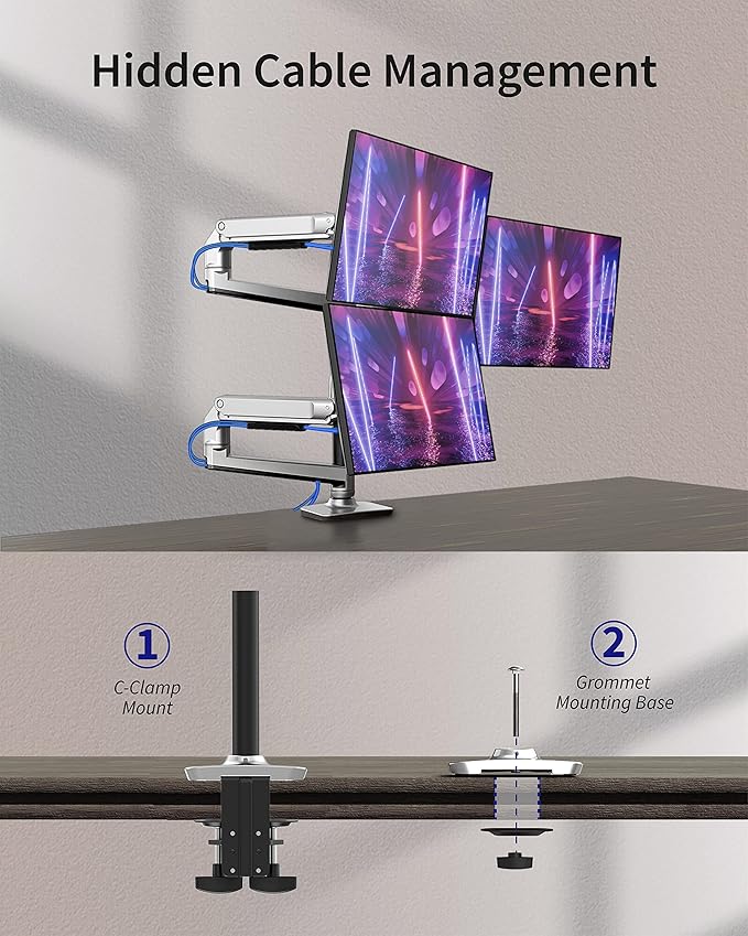 Triple Monitor Mount, Holds Screens up to 40 Inches and 25 lbs, Fully - Image 5