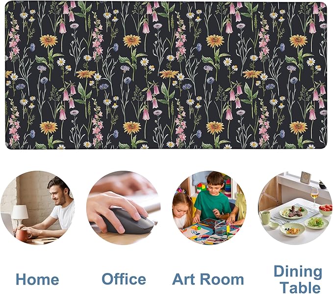 Large Mouse Pad Field Flowers Gaming Desk Pad Computer Keyboard Non-Slip - Image 5