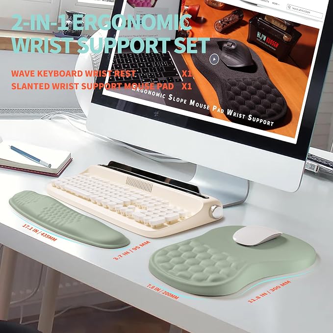 2-in-1 Ergonomic Set, Wave Rise Keyboard Wrist Rest and Massage Bulge Slope - Image 5